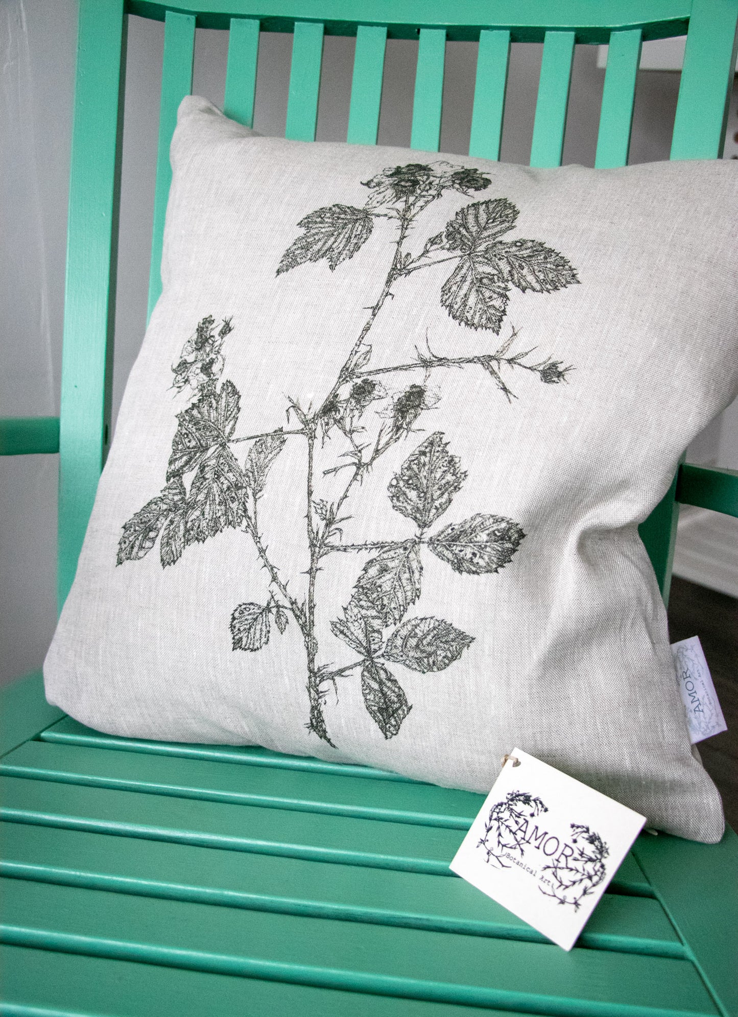 'Bramble' Irish Linen Cushion/Cover from Amor Botanical Art Leitrim