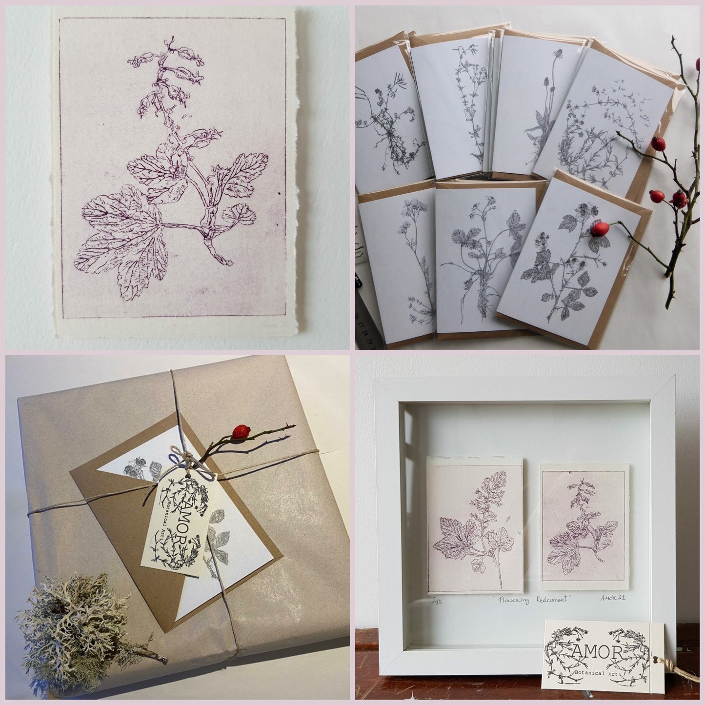 ‘Cuirín’ 'Flowering Redcurrant' Original Drypoint Print