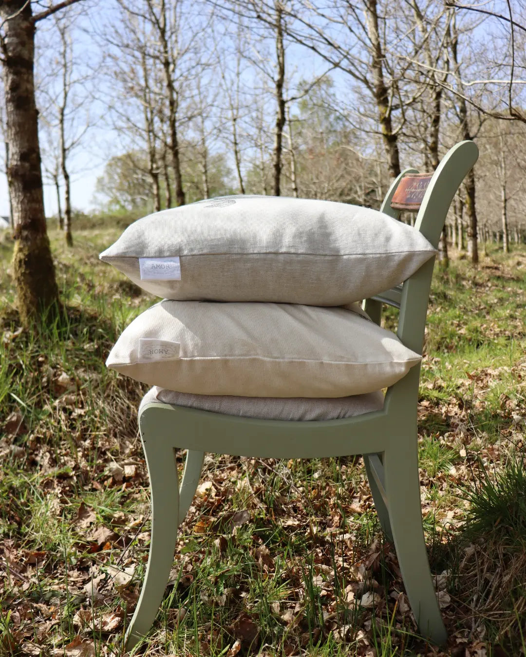 'Cuckooflower & Ribwort Plantain' Irish Linen printed Cushion/Cover from AMOR Botanical Art, Leitrim
