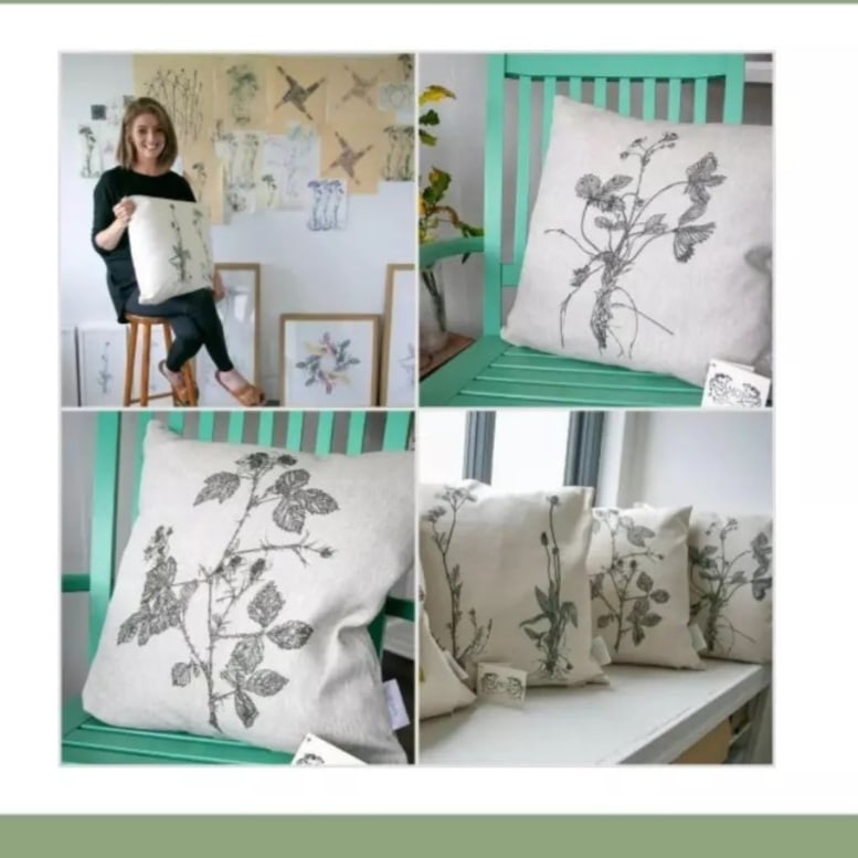 'Bramble' Irish Linen & Cotton mix Cushion/Cover from Amor Botanical Art Leitrim