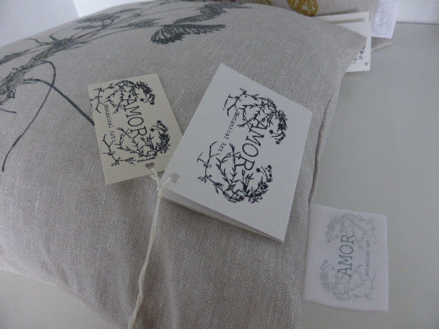 'Wild Strawberry' Irish Linen Cushion/Cover from AMOR Botanical Art, Leitrim