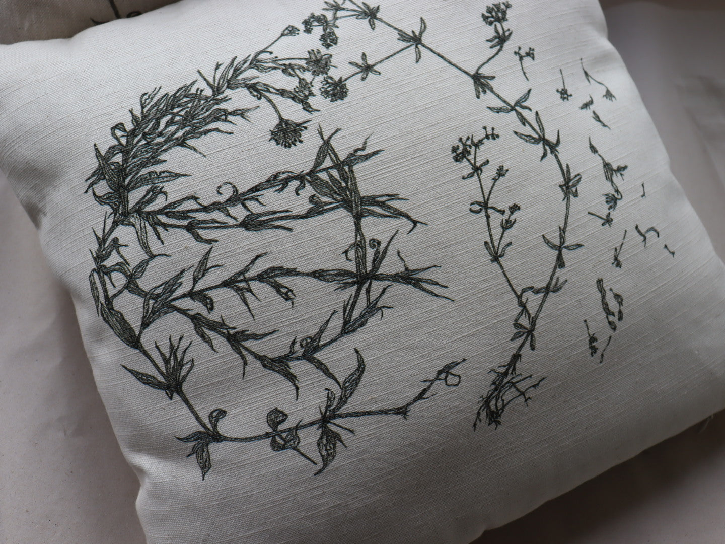 ‘Lesser Stitchworth & Heath Bedstraw’ Irish Linen Cushion
