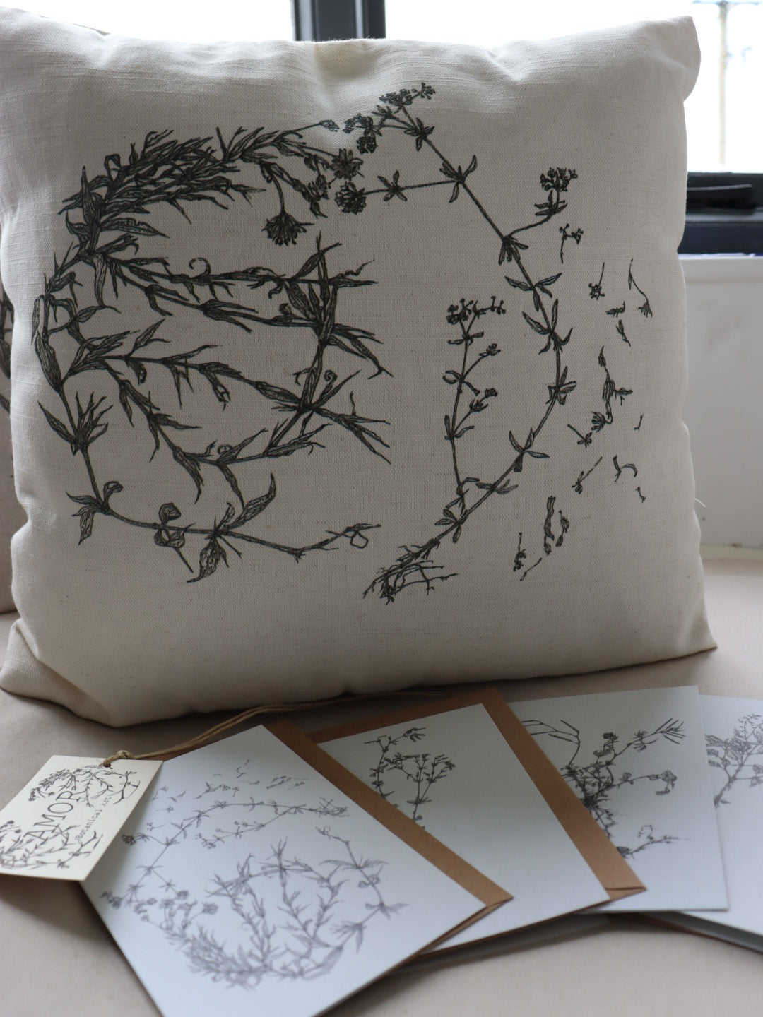 ‘Lesser Stitchworth & Heath Bedstraw’ Irish Linen Cushion