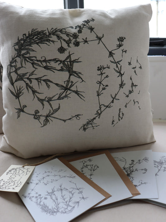 ‘Lesser Stitchworth & Heath Bedstraw’ Irish Linen Cushion