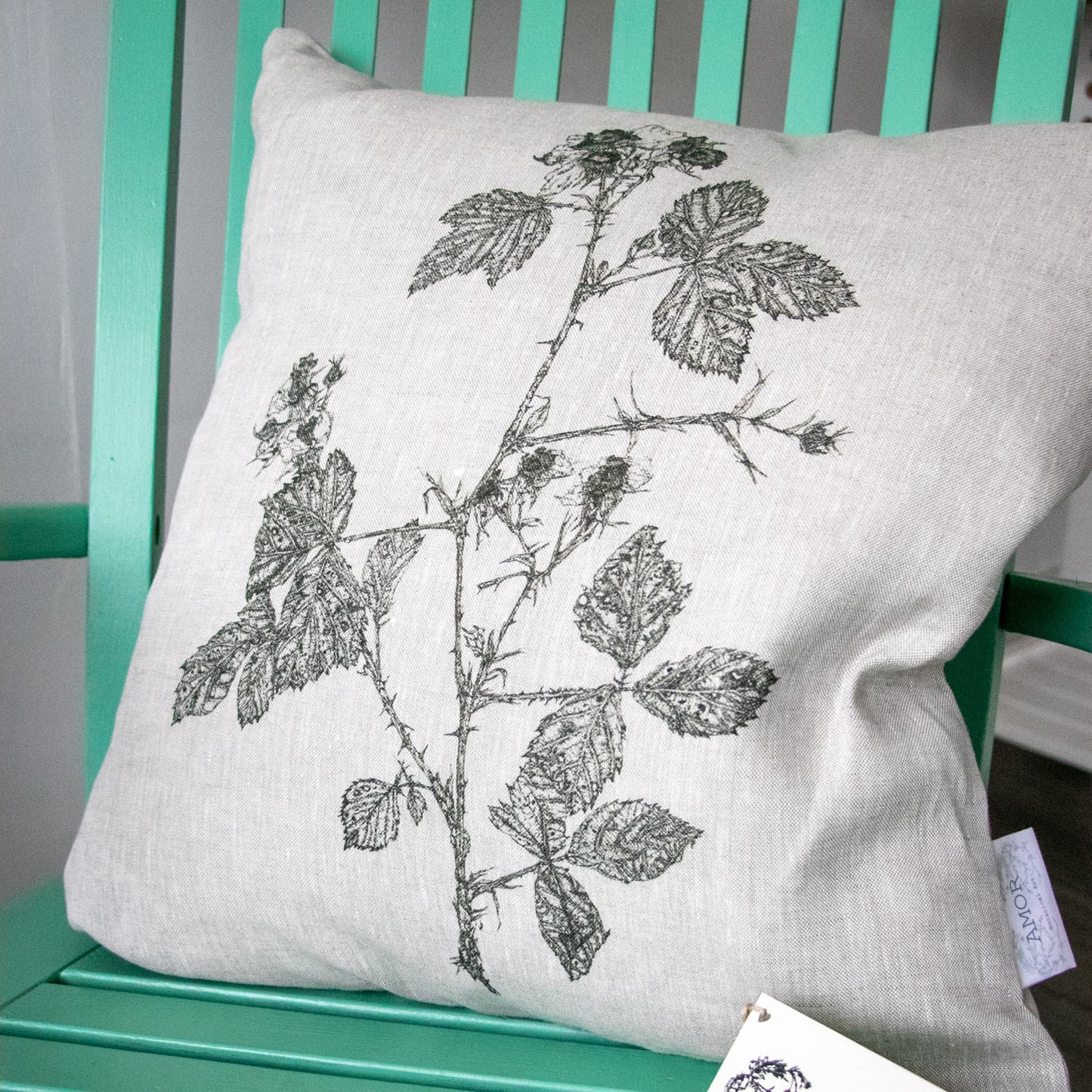 'Bramble' Irish Linen Cushion/Cover from Amor Botanical Art Leitrim